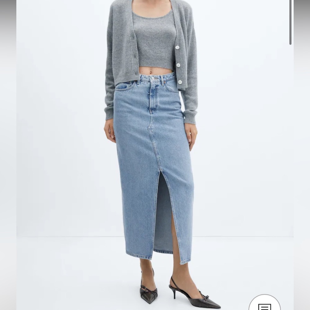 Mango Denim Midi Skirt NWOT